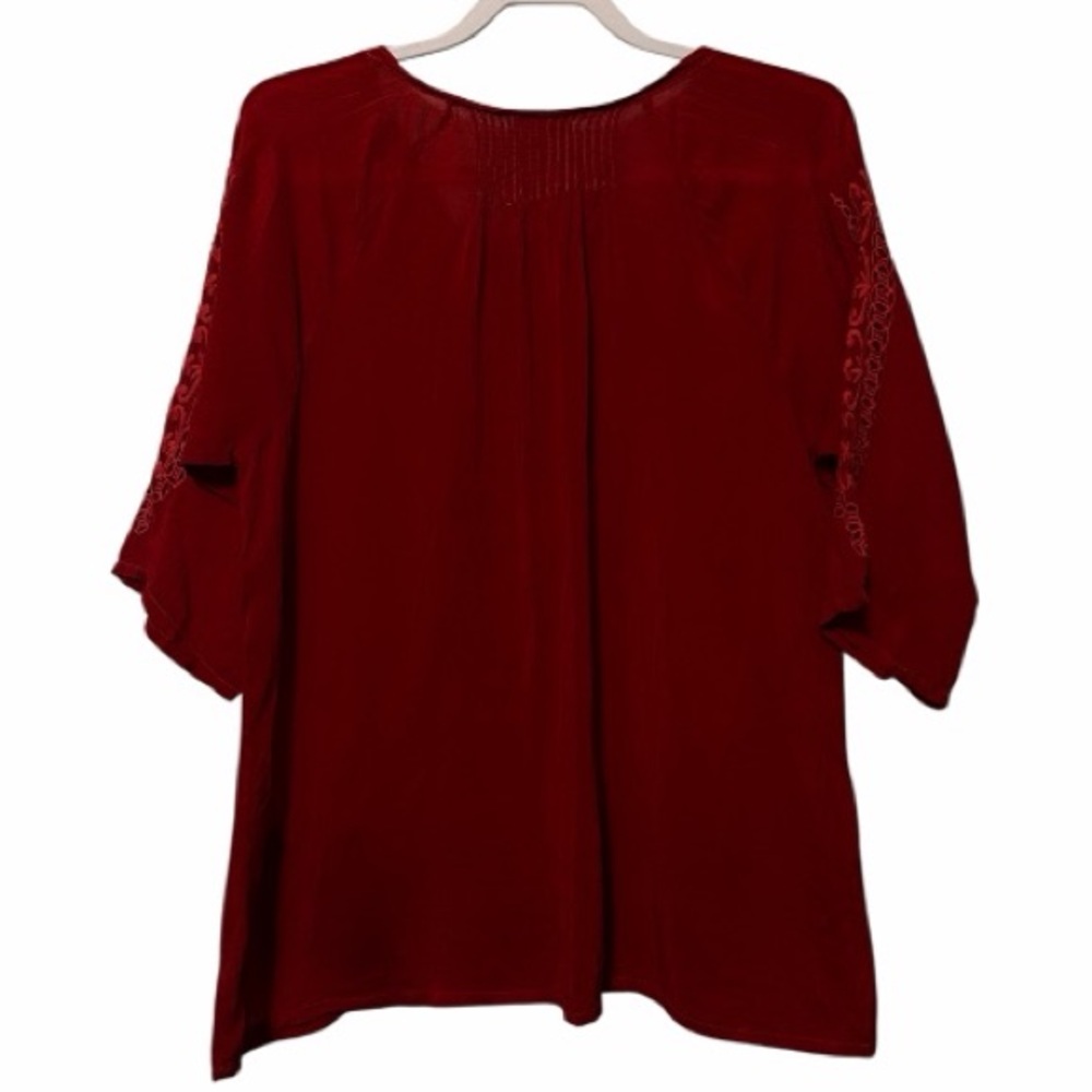 Johnny Was Red Embroidered Tunic Top Boho Chic Lagenlook - Picture 3 of 8